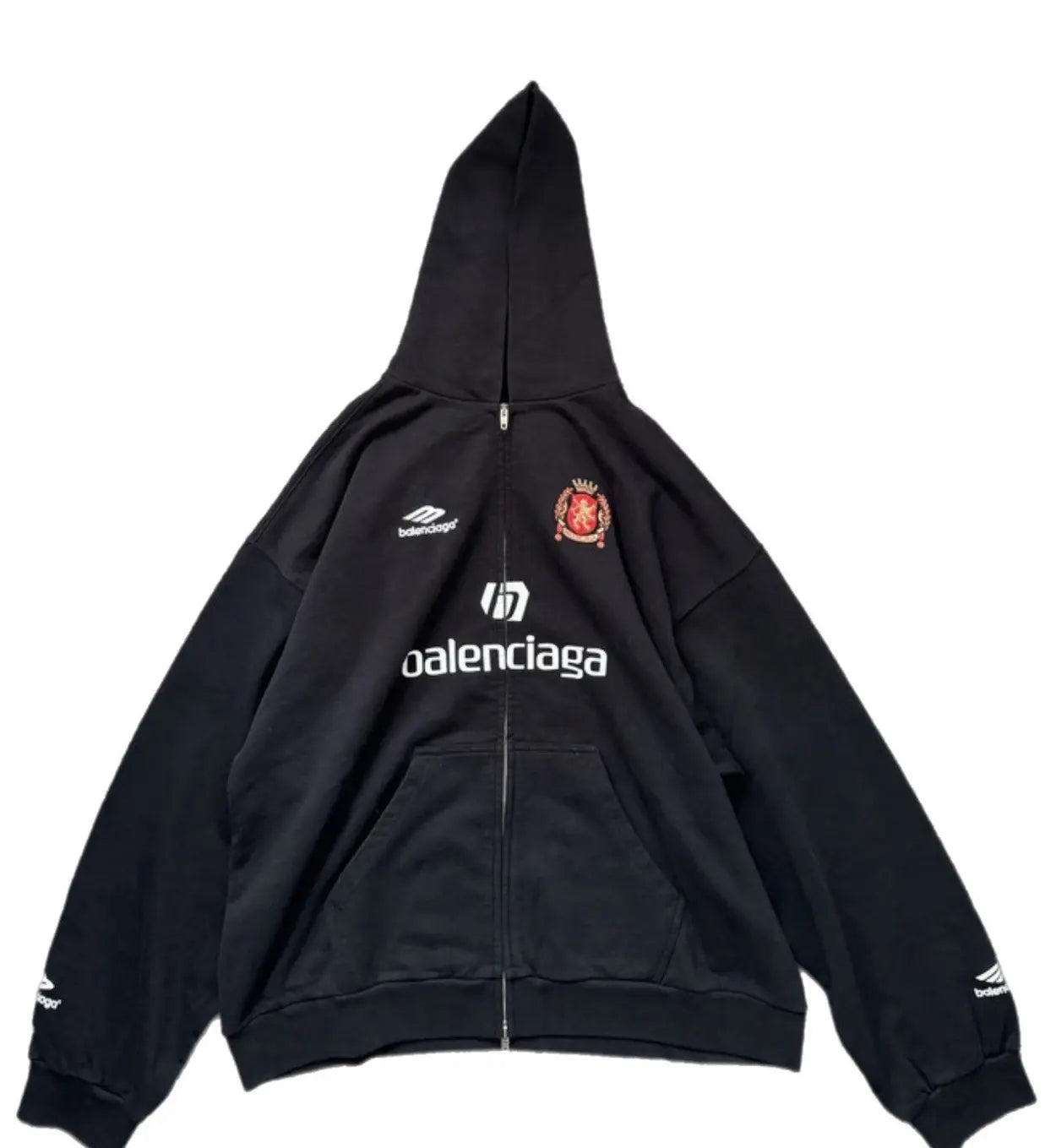 Balenciaga Soccer Zip-Up Hoodie ‘Black’