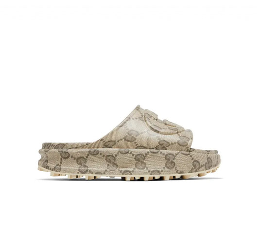 Gucci GG Slide Sandal ‘Interlocking G - Beige Ebony’