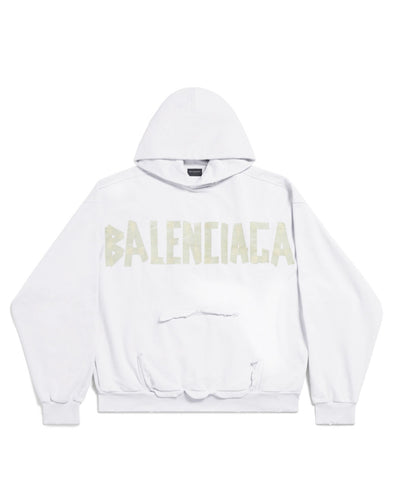 Balenciaga Tape Type Ripped Pocket Hoodie ‘White/Yellow’