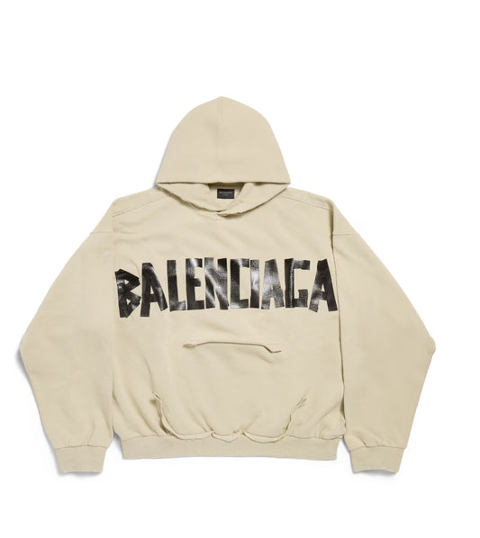 Balenciaga Tape Type Ripped Pocket Hoodie ‘Creme’