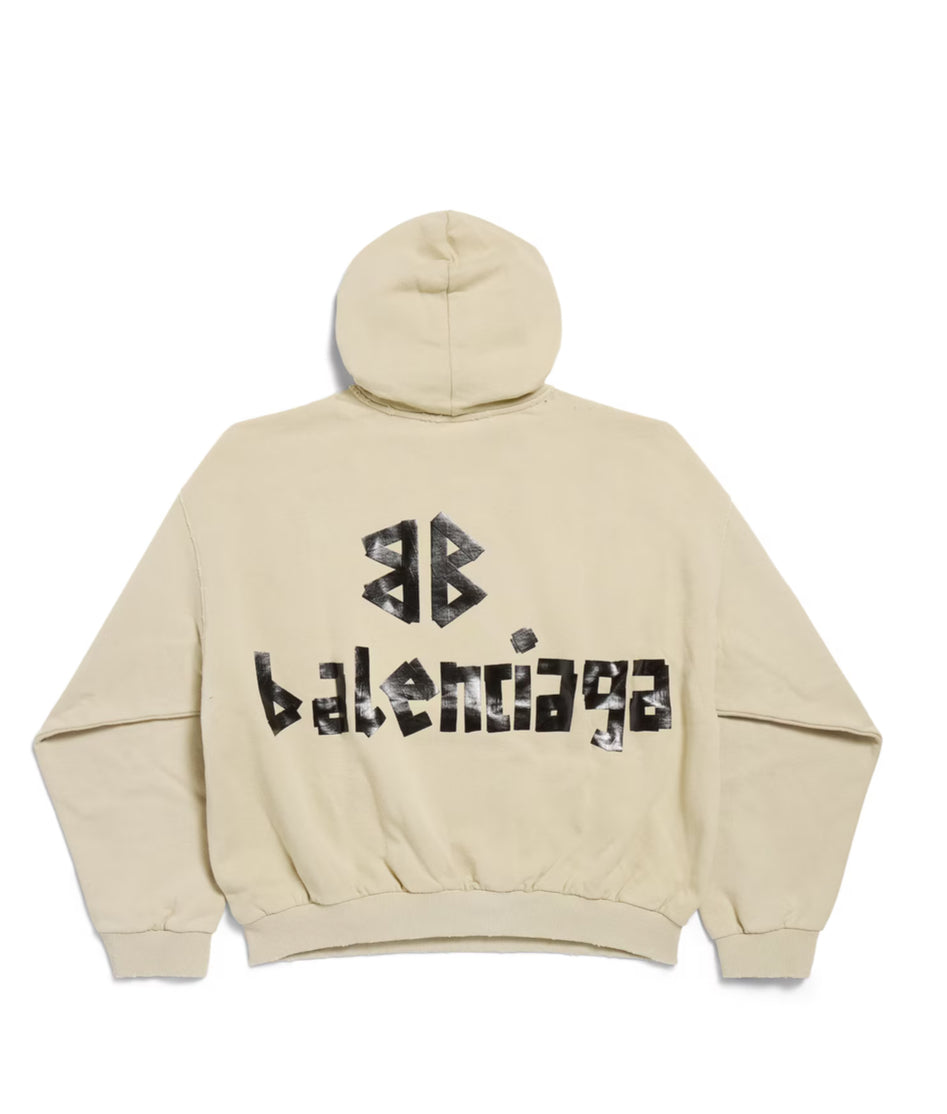 Balenciaga Tape Type Ripped Pocket Hoodie ‘Creme’