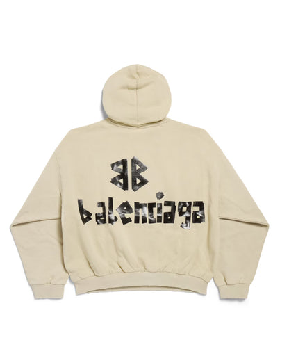 Balenciaga Tape Type Ripped Pocket Hoodie ‘Creme’